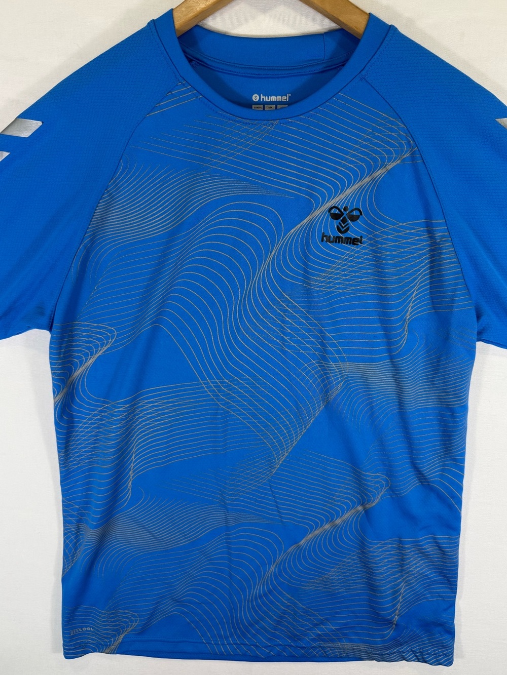 Hummel Men's Royal Blue Short-Sleeve Athletic Tee with Silver Lines